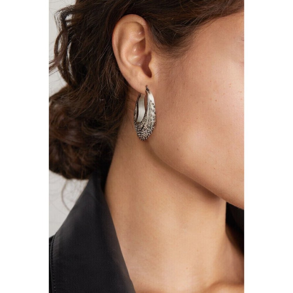 NIB $1200 ALEXANDER MCQUEEN SCULPTURAL PAVE CRYSTAL HOOP EARRINGS SOLD OUT!!! - Picture 5 of 8
